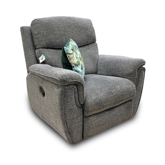 ‘Ashton’ Grey Fabric Swivel Rocking Manual Recliner Armchair