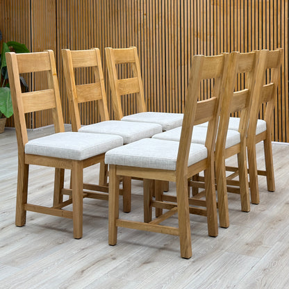 'Augusta' Clay Grey Upholstery Fabric Wooden Ladderback Set of 6 Dining Chairs