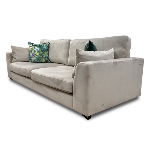 ‘Plush’ Sensual Velvet Stone Formal Back 4 Seater Sofa