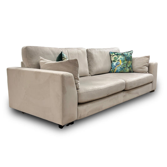 ‘Plush’ Sensual Velvet Stone Formal Back 4 Seater Sofa