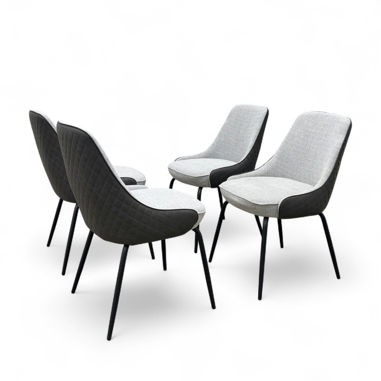 'Sadia' Grey Combination Dual Material Dining Chair - Set of 4