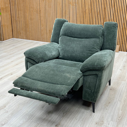 ‘Panache’ Manhattan Pine Green 58001 Fabric Power Recliner Chair with Power Headrest and Heated Seat