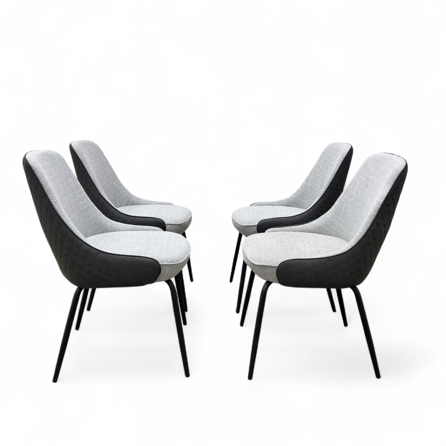 'Sadia' Grey Combination Dual Material Dining Chair - Set of 4