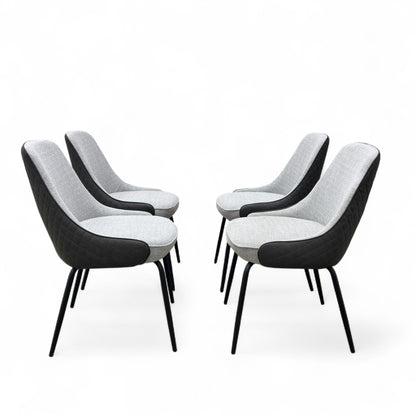 'Sadia' Grey Combination Dual Material Dining Chair - Set of 4