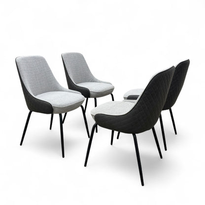 'Sadia' Grey Combination Dual Material Dining Chair - Set of 4