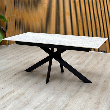 'Warrior' White Sintered Stone Ceramic Top 180cm Extending Dining Table