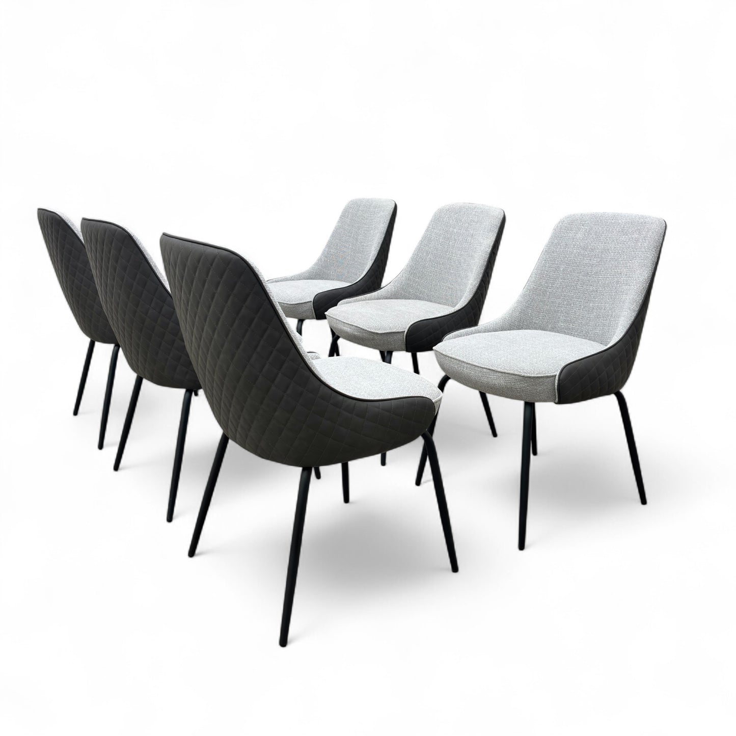 ‘Sadia’ Grey Combination Dual Material Dining Chair - Set of 6