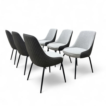 ‘Sadia’ Grey Combination Dual Material Dining Chair - Set of 6