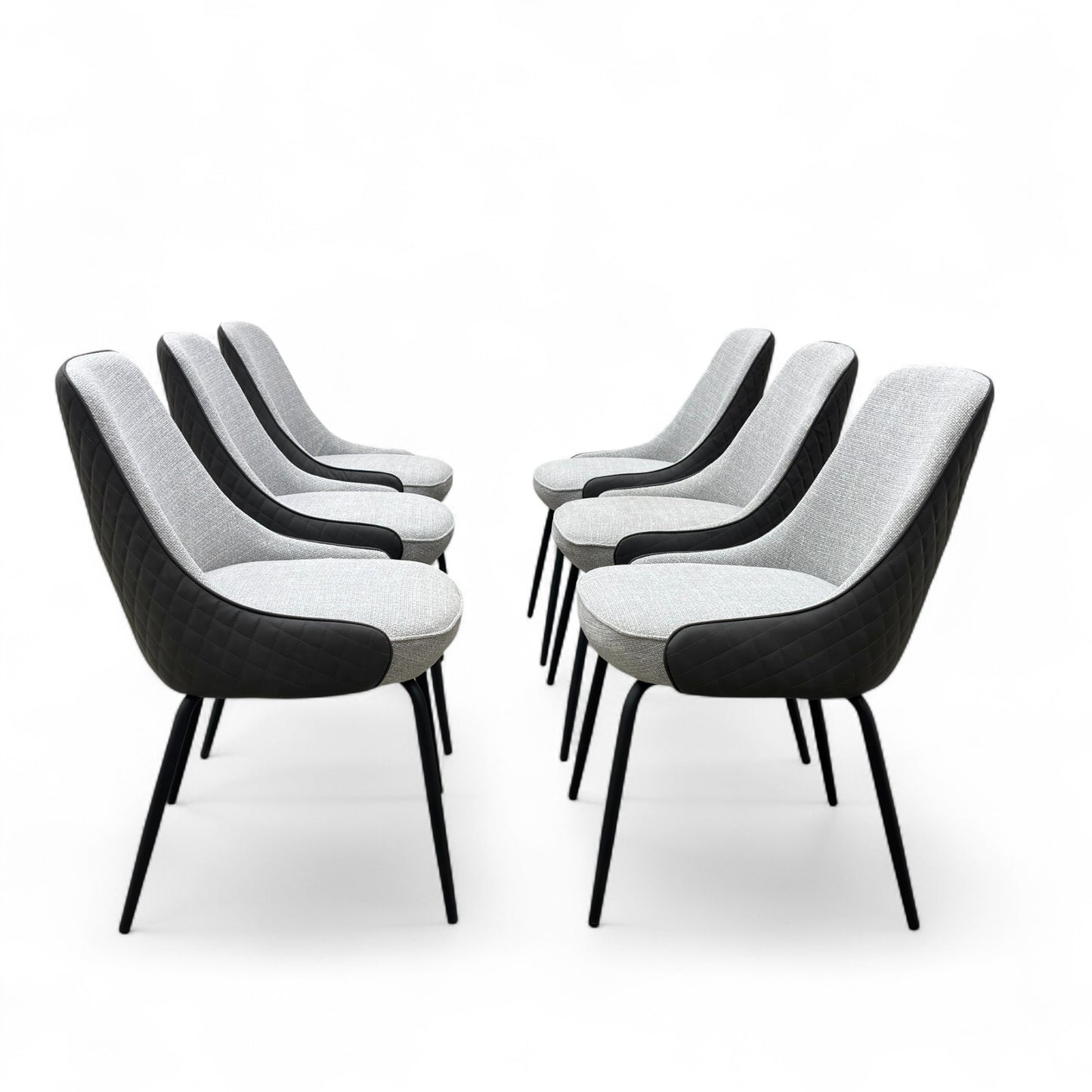 ‘Sadia’ Grey Combination Dual Material Dining Chair - Set of 6