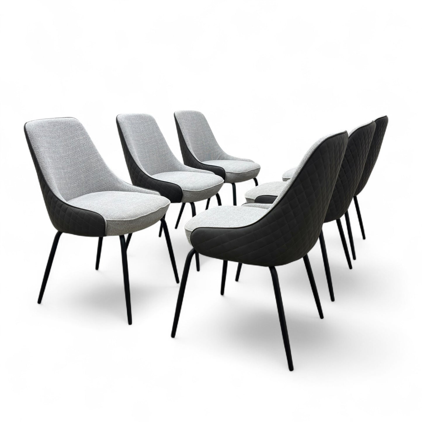 ‘Sadia’ Grey Combination Dual Material Dining Chair - Set of 6