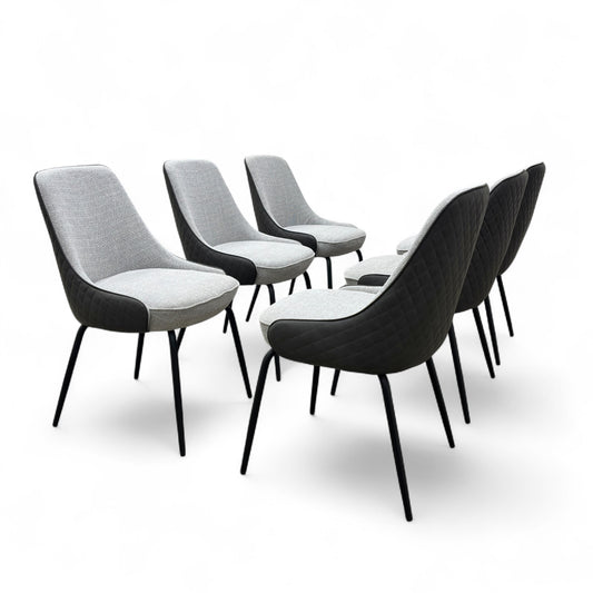 ‘Sadia’ Grey Combination Dual Material Dining Chair - Set of 6