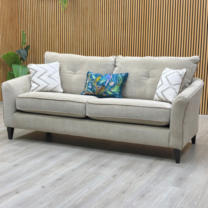 ‘Soho’ Mont Blanc Natural Velvet Fabric Classic Back 4 Seater Sofa