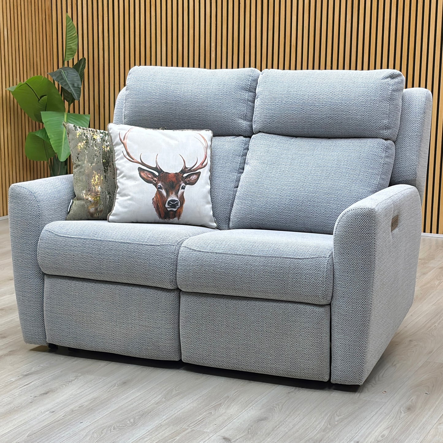 G Plan ‘Wren’ A181 Lagoon Cobalt Silver Fabric 2 Seater Power Recliner Sofa with Power Headrests and Power Lumbar