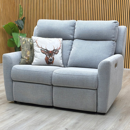 G Plan ‘Wren’ A181 Lagoon Cobalt Silver Fabric 2 Seater Power Recliner Sofa with Power Headrests and Power Lumbar
