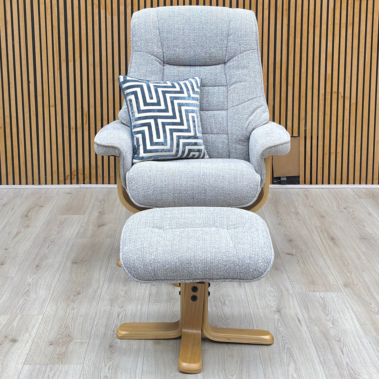 ‘Riga’ Chacha Dove Grey Fabric Swivel Chair and Footstool