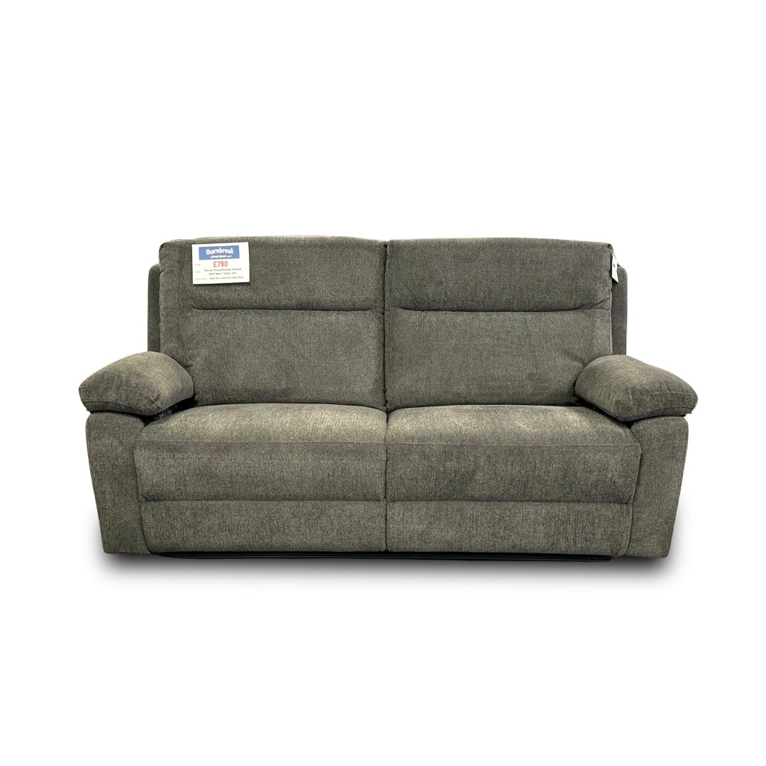‘Fenway' Manual Recliner Charcoal Grey Fabric 3 Seater Sofa