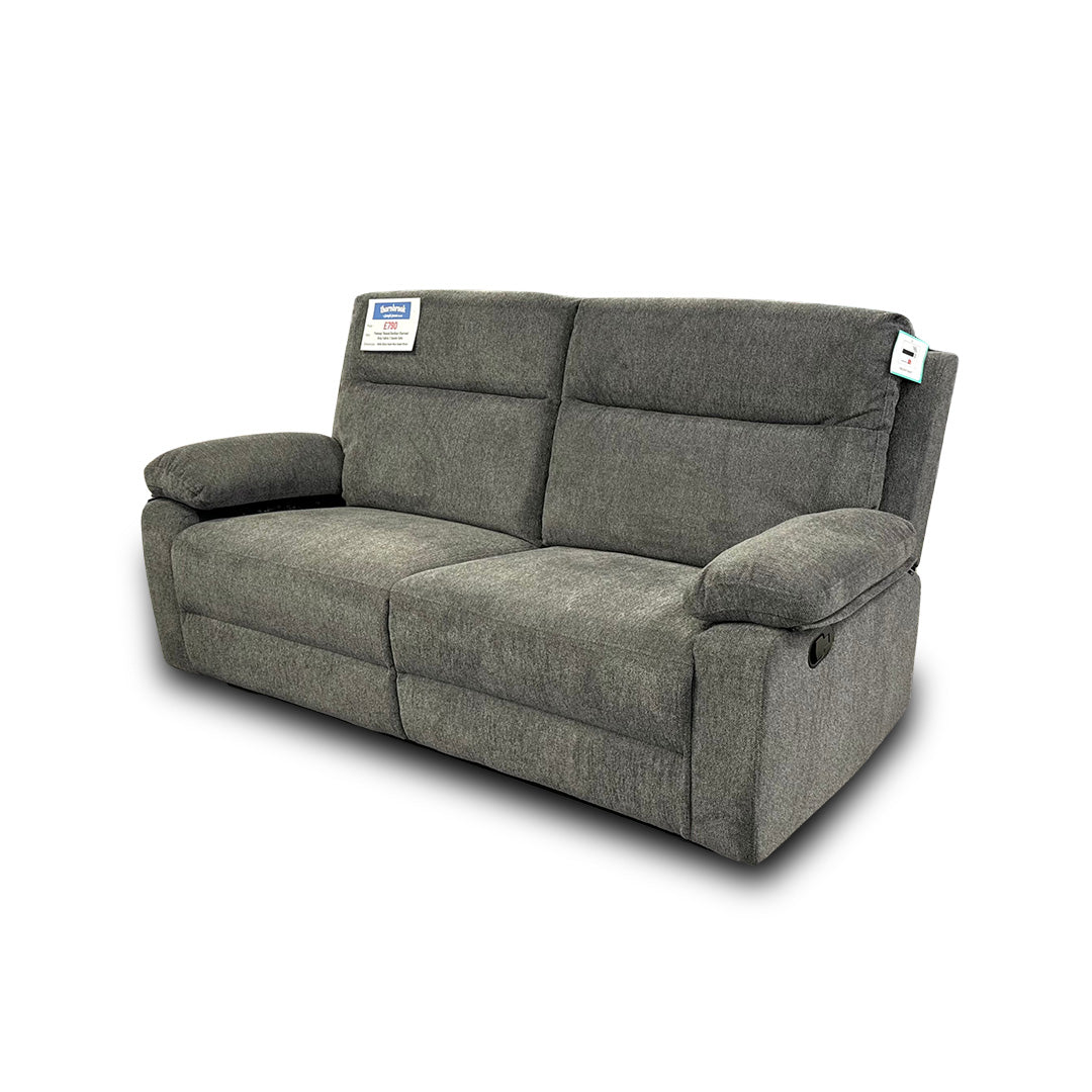 ‘Fenway' Manual Recliner Charcoal Grey Fabric 3 Seater Sofa
