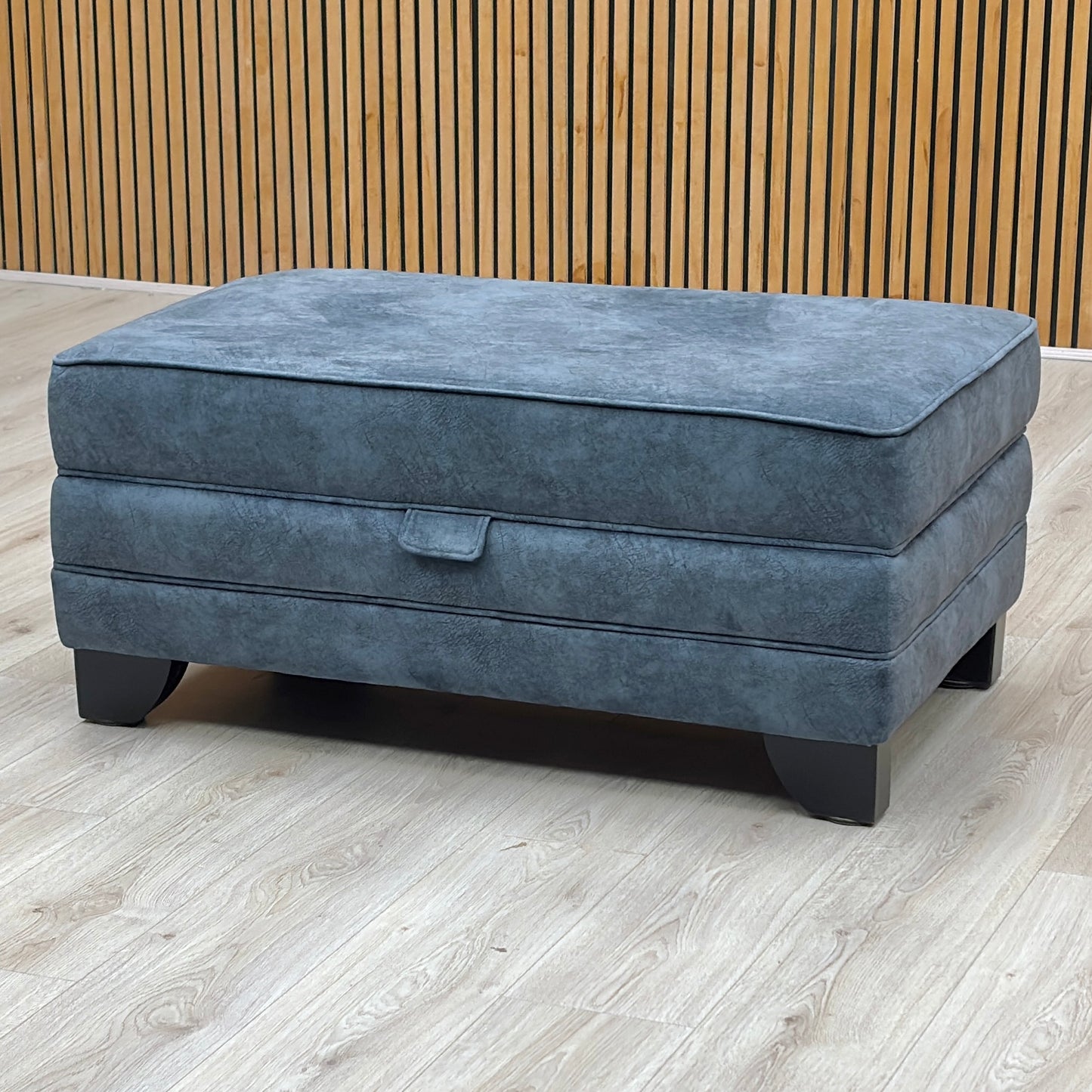 'Mariah' Dapple Ocean Blue Velvet Fabric Large Storage Footstool