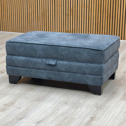 'Mariah' Dapple Ocean Blue Velvet Fabric Large Storage Footstool