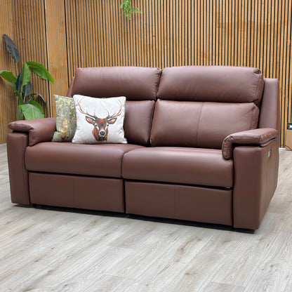 G Plan ‘Thornbury’ P210 Capri Oak Leather 3 Seater Power Recliner Sofa with Power Headrests and Power Lumbar