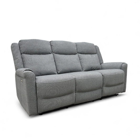 ‘Lexus’ Grey Fabric Power Recliner 3 Seater Sofa