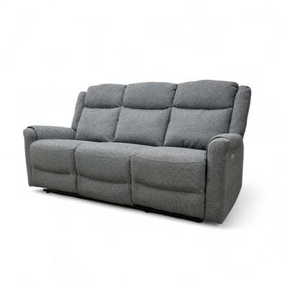 ‘Lexus’ Grey Fabric Power Recliner 3 Seater Sofa