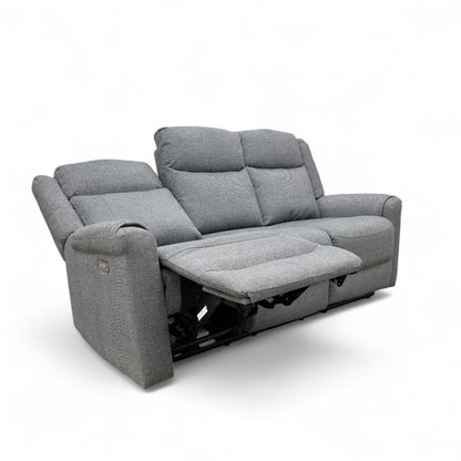‘Lexus’ Grey Fabric Power Recliner 3 Seater Sofa