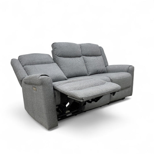 ‘Lexus’ Grey Fabric Power Recliner 3 Seater Sofa