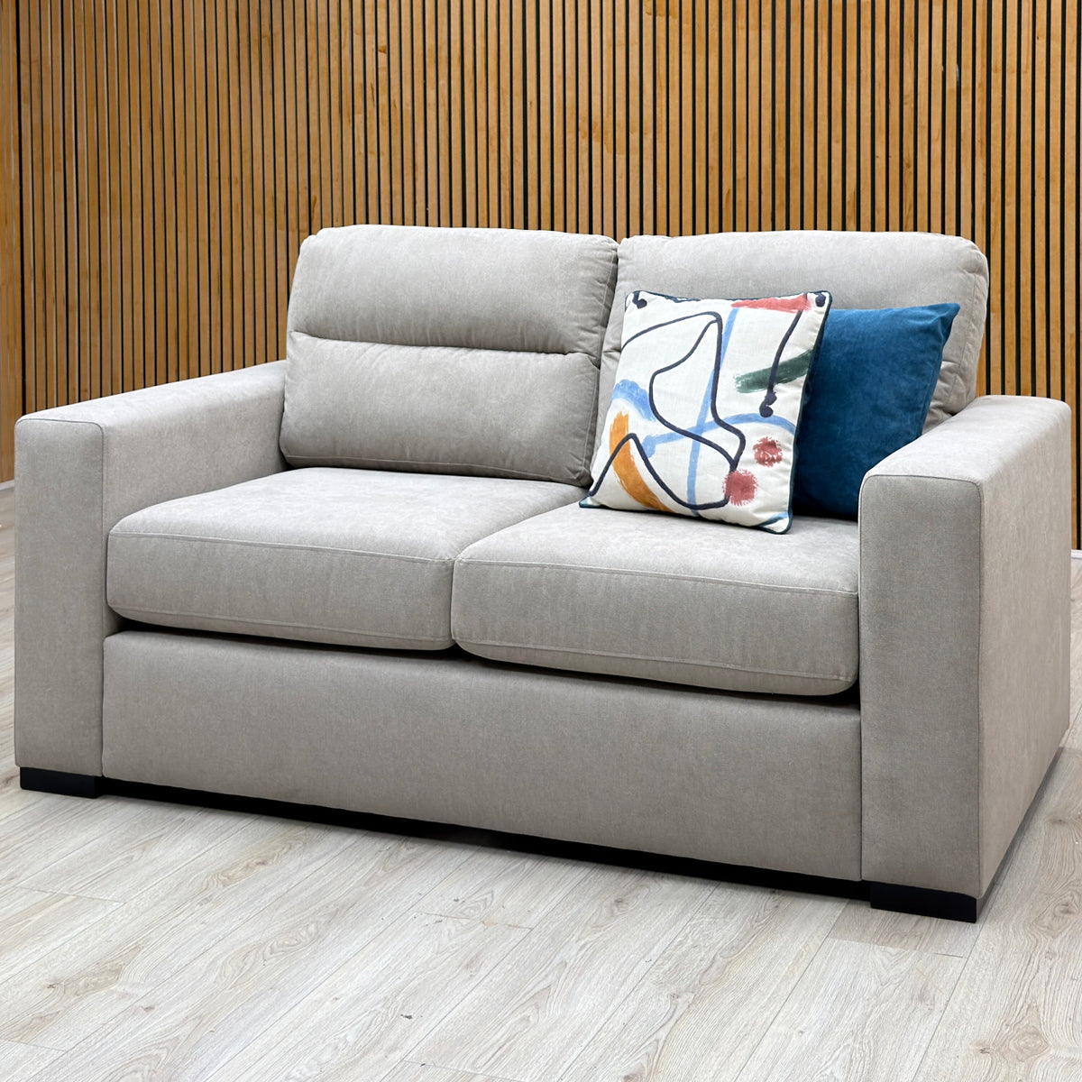 'Seville' Light Grey Fabric 2 Seater Sofa