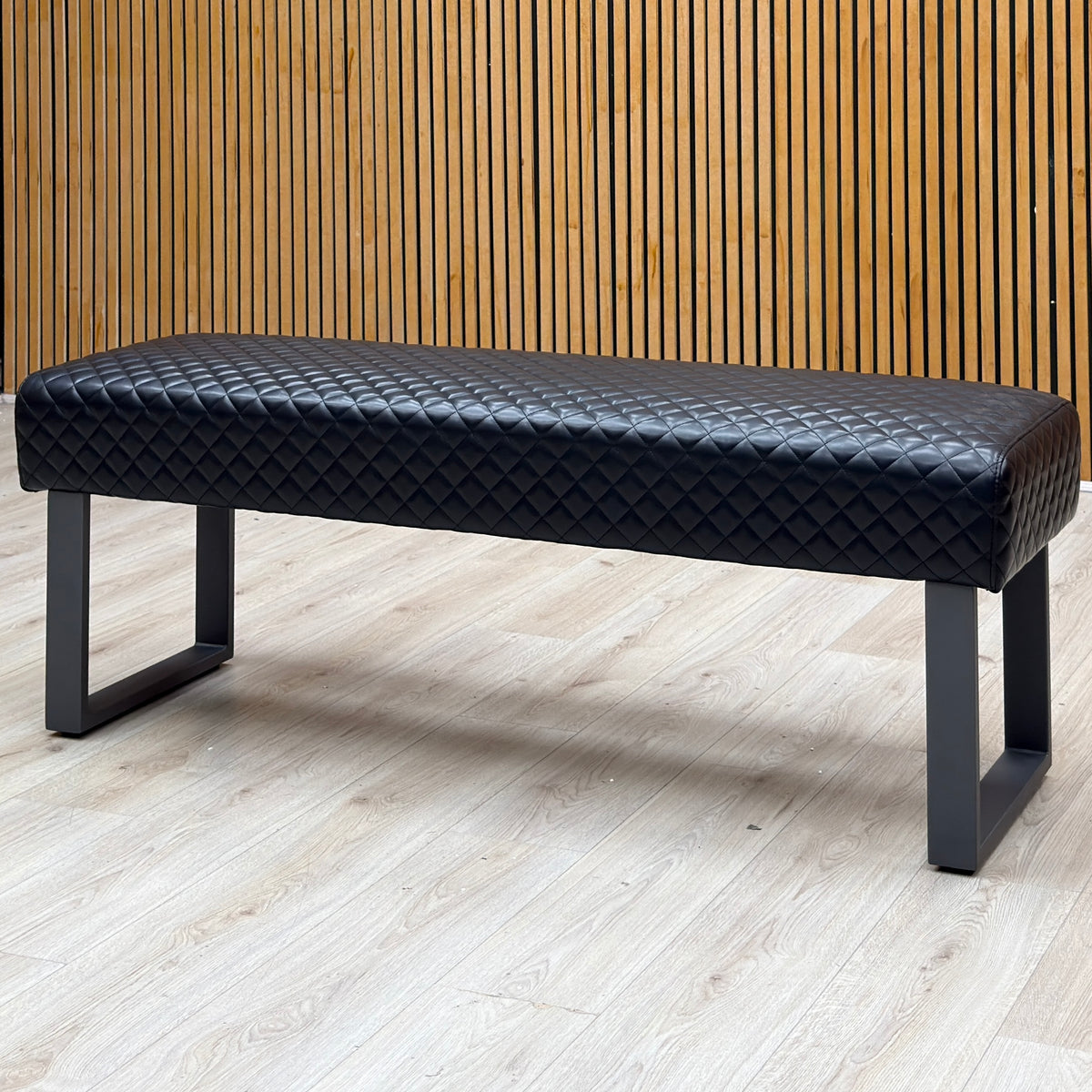 ‘Bromley' Black Faux Leather Standard Dining Bench