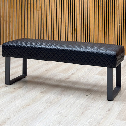 ‘Bromley' Black Faux Leather Standard Dining Bench
