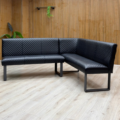 'Bromley' Black Faux Leather Right Hand Facing Corner Dining Bench