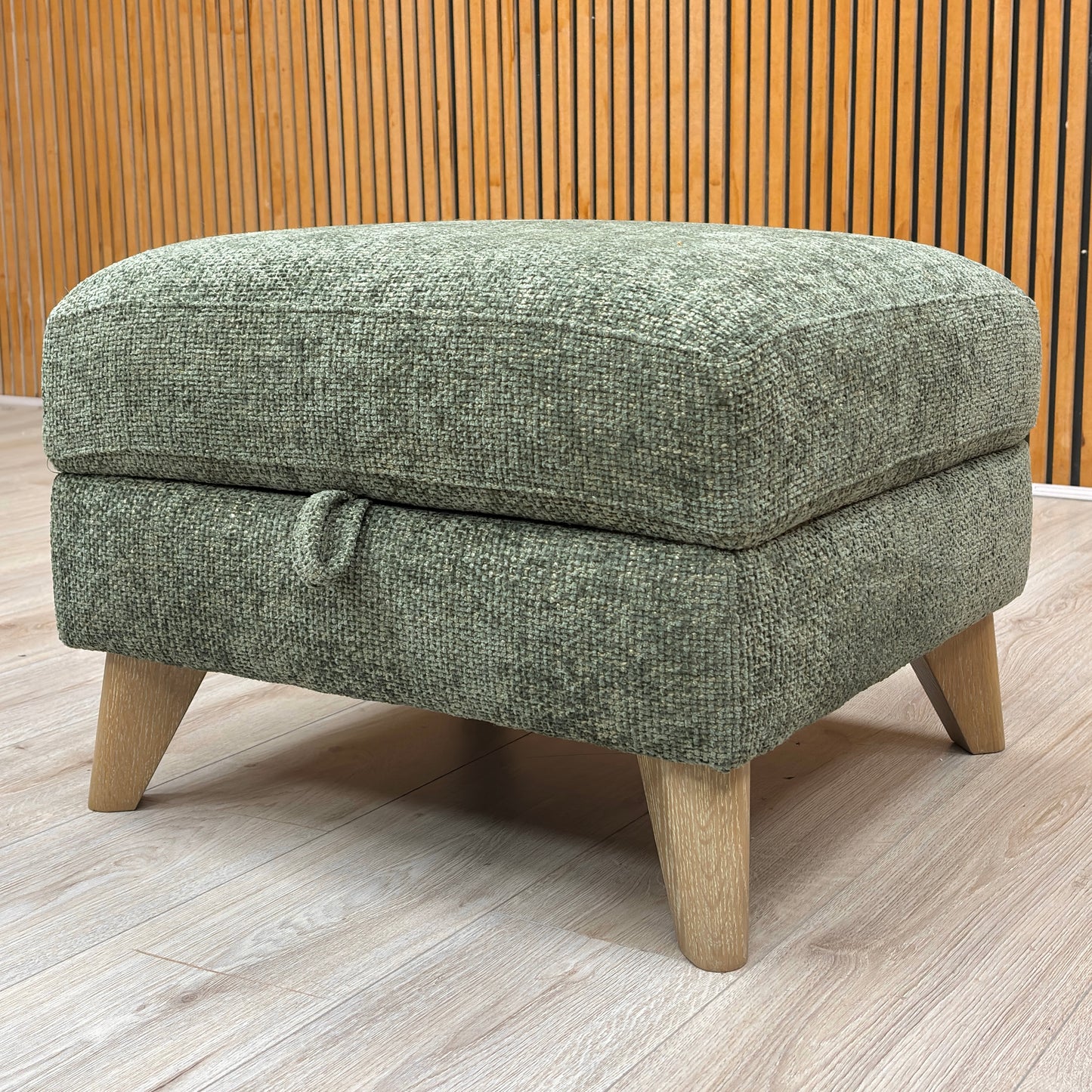 ‘Malmo’ Fab-Coe- R801 Olive Green Fabric Storage Footstool