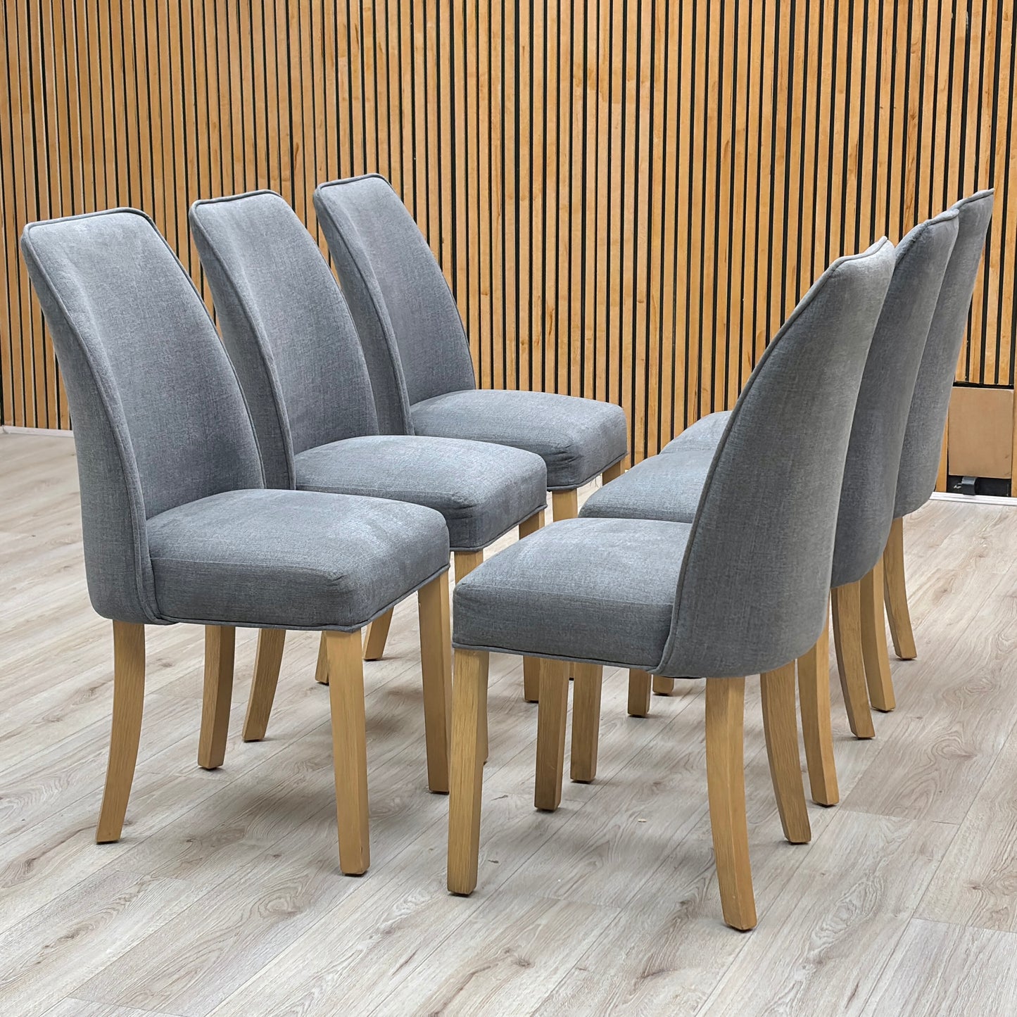 ‘Hamilton’ Charcoal Grey Fabric Set of 6 Dining Chairs