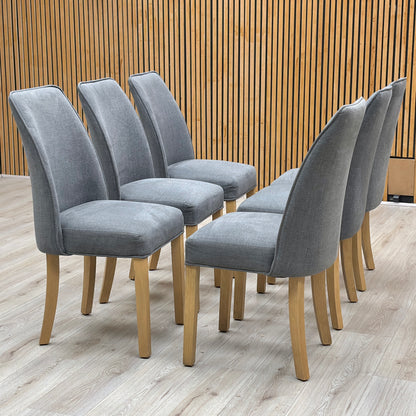 ‘Hamilton’ Charcoal Grey Fabric Set of 6 Dining Chairs
