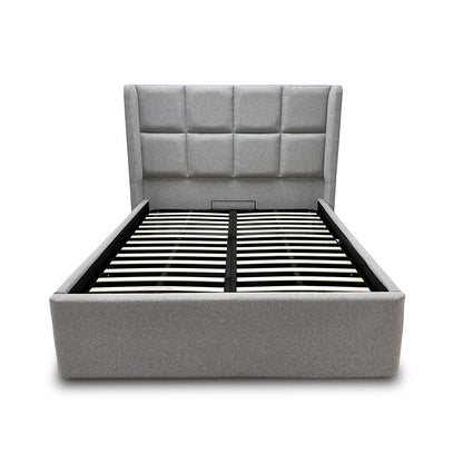 ‘Shiva’ 5’0 Gatsby Chalk Dust Shiva Fabric Ottoman Bed Frame - King