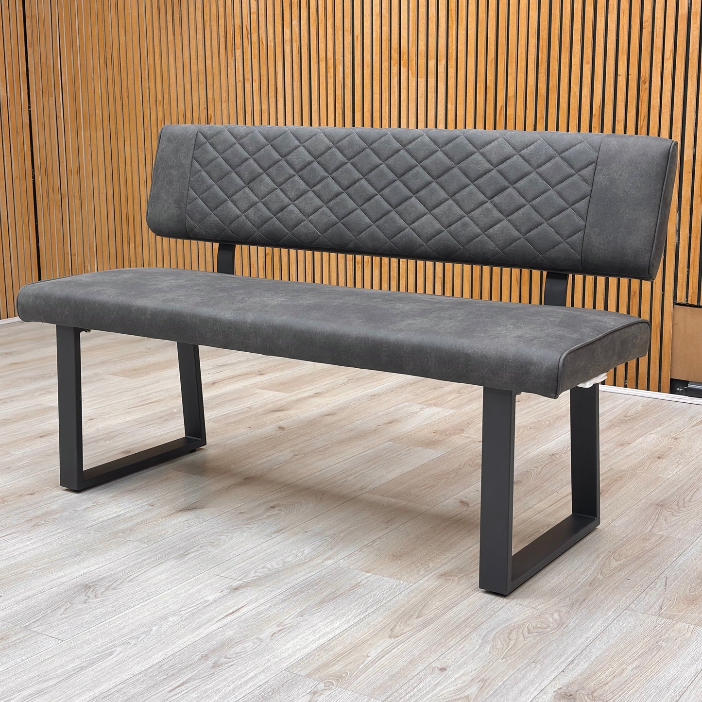 ‘Warrior’ Grey Fabric High Back Dining Bench