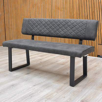 ‘Warrior’ Grey Fabric High Back Dining Bench