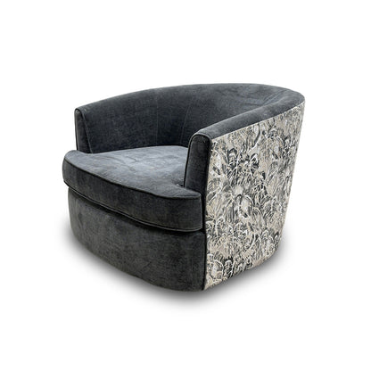 ‘Piazza’ Aston Chenille Slate/Rico Grey Mix Swivel Chair