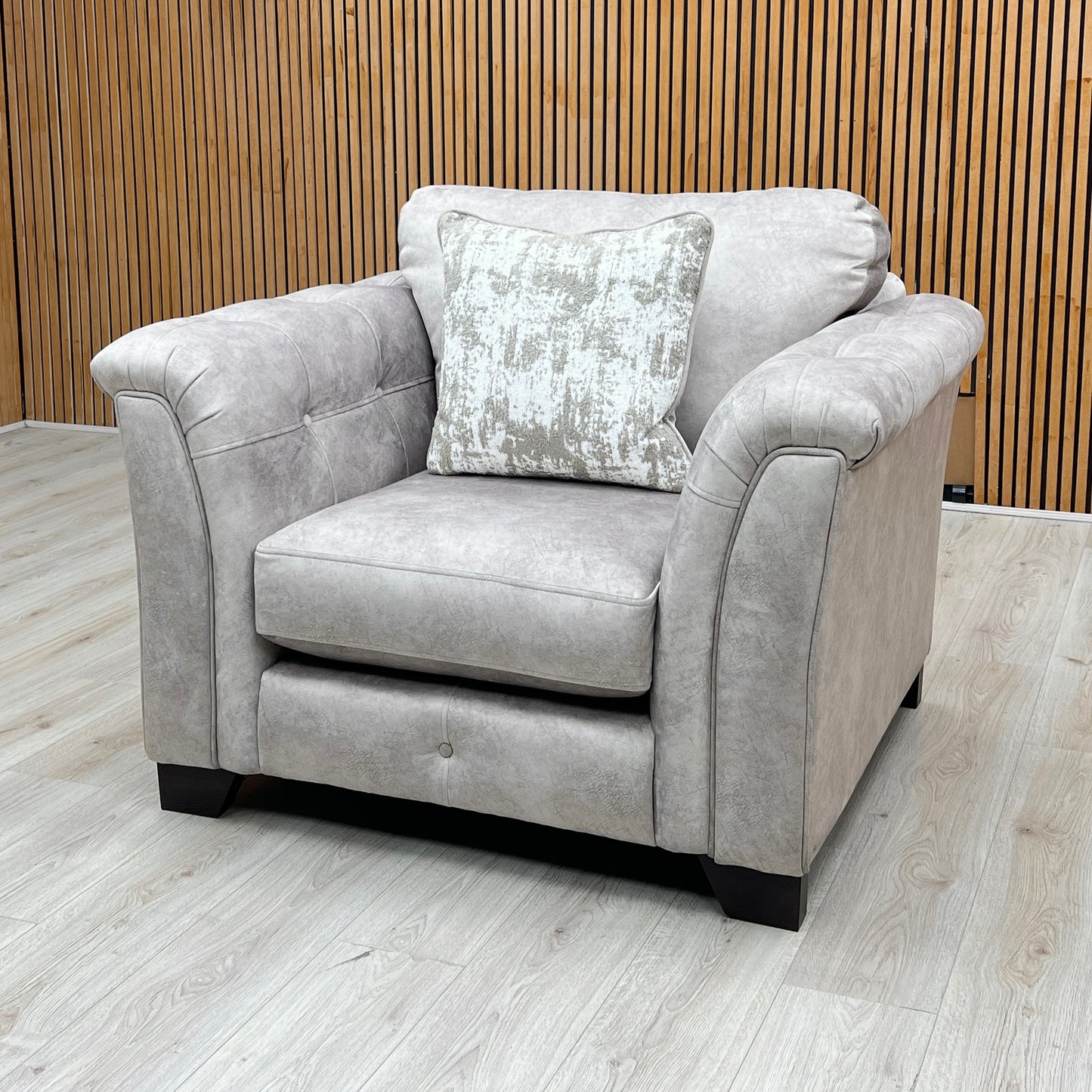 ‘Aura’ Kenzo Oatmeal Dw Ft Fabric Armchair