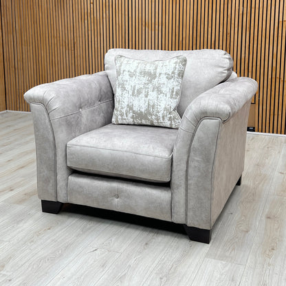 'Aura' Kenzo Oatmeal Dw Ft Fabric Armchair with Storage Footstool