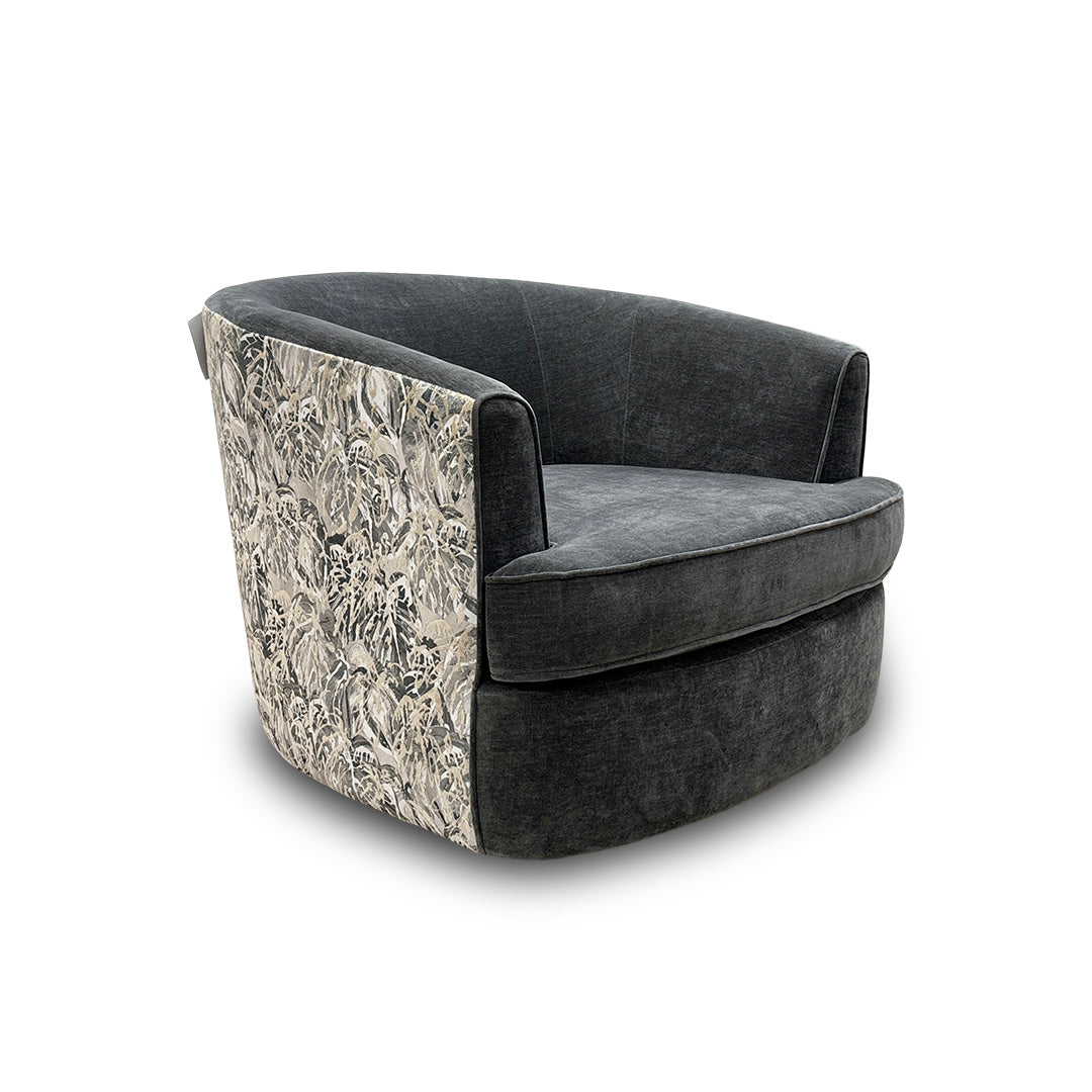 ‘Piazza’ Aston Chenille Slate/Rico Grey Mix Swivel Chair