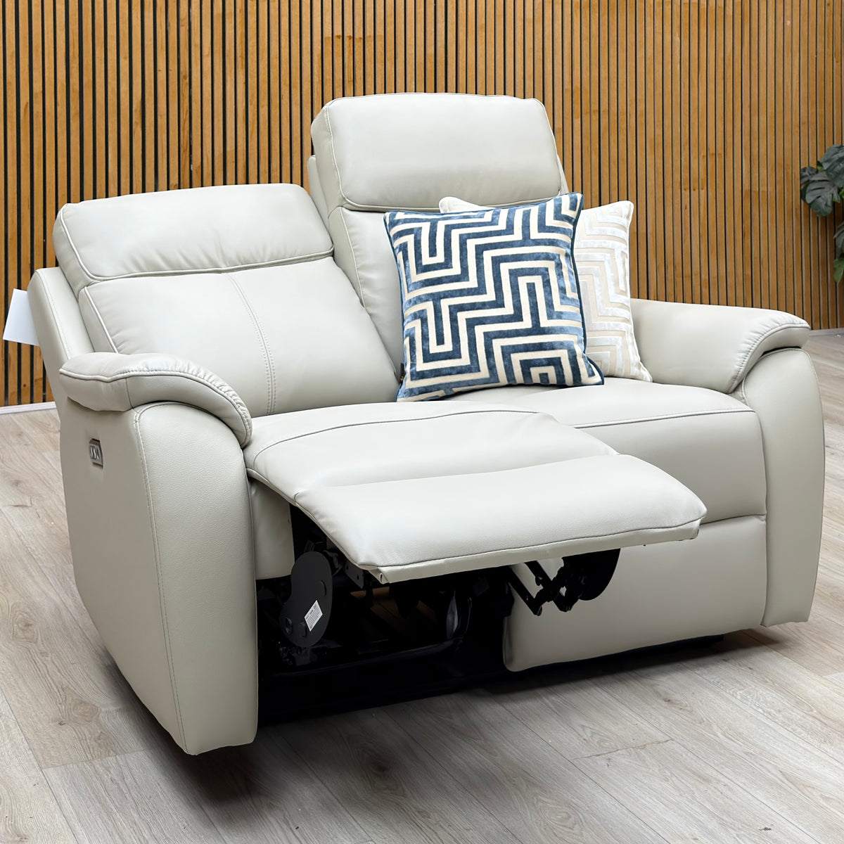 'Kingsmere' Pewter Grey Leather 2 Seater Power Recliner Sofa