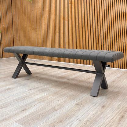 ‘Moon’ Grey Fabric 180cm Dining Bench