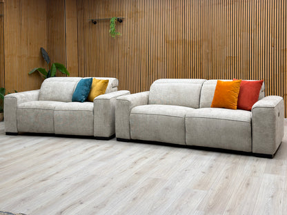 'Venosa’ Natural Fabric 3 + 2 Seater Power Recliner Sofa Set