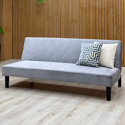 'Baxter' Silver Velvet Fabric Sofa Bed