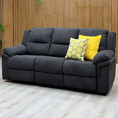 Albion Charcoal Grey Chenille Fabric 3 Seater High Back Manual Recliner Sofa – view 3