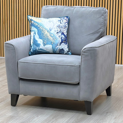 Ideal Home ‘Brondby’ Sfa-Pey-R09 Grey Velvet Fabric Armchair
