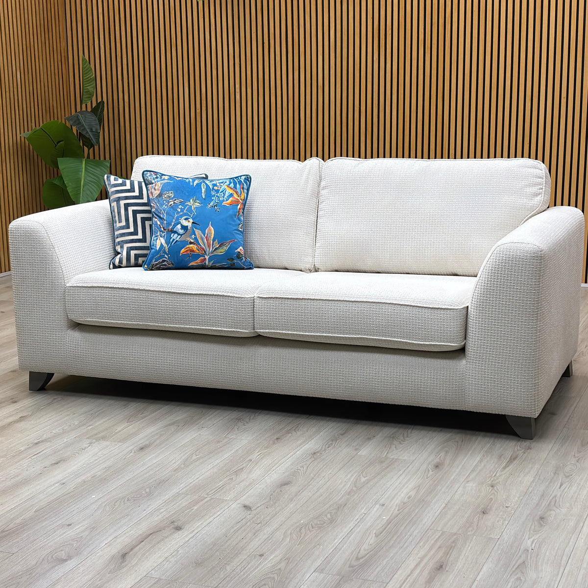 ‘Lorella' Ivory Lorella Woven Fabric Formal Back 3 Seater Sofa – view 3
