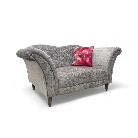 ‘Theodore’ Grey Crushed Velvet Cuddler Chair